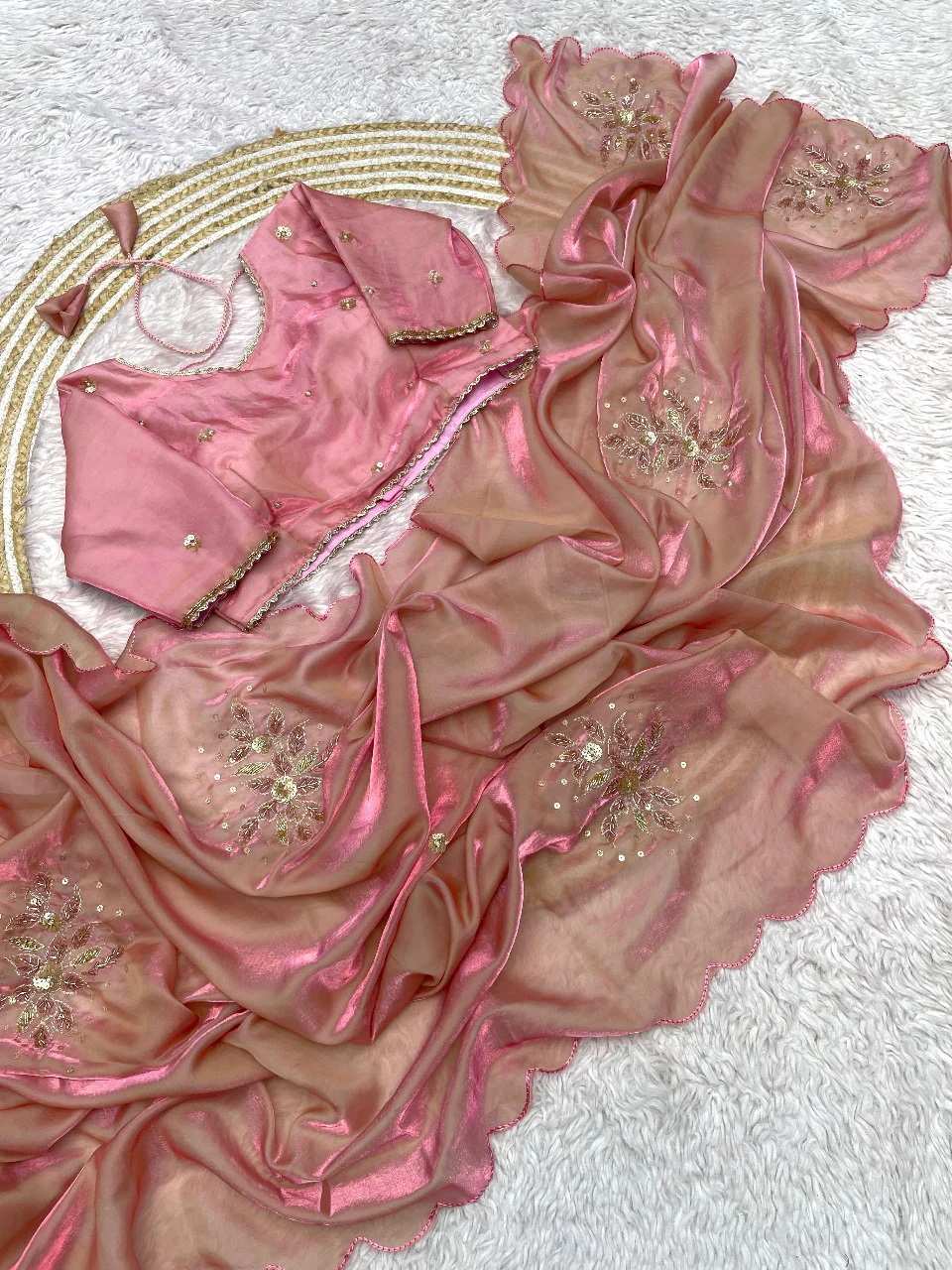 Beautiful Party-wear Soft Fendy Handwork Saree - Image 5