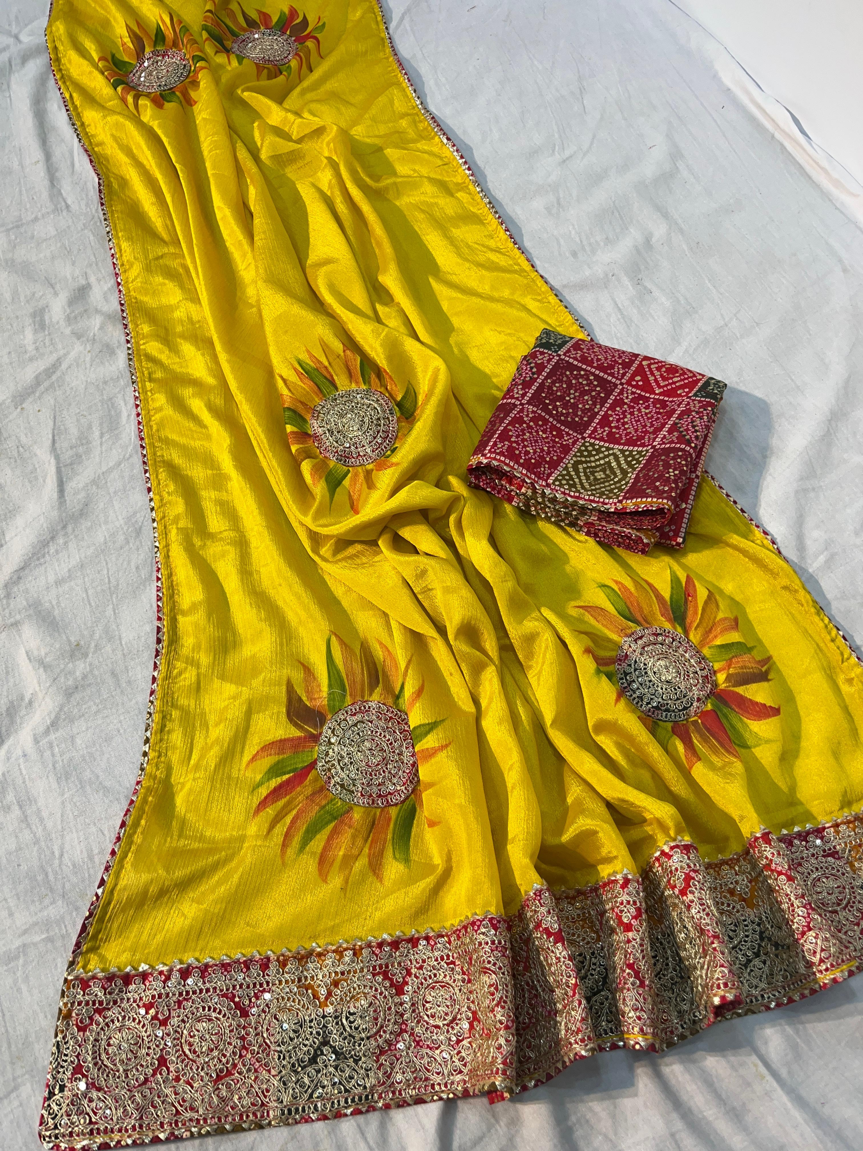 Beautiful Soft Chinon Silk With Sequence Butta In All Over Saree - Image 6