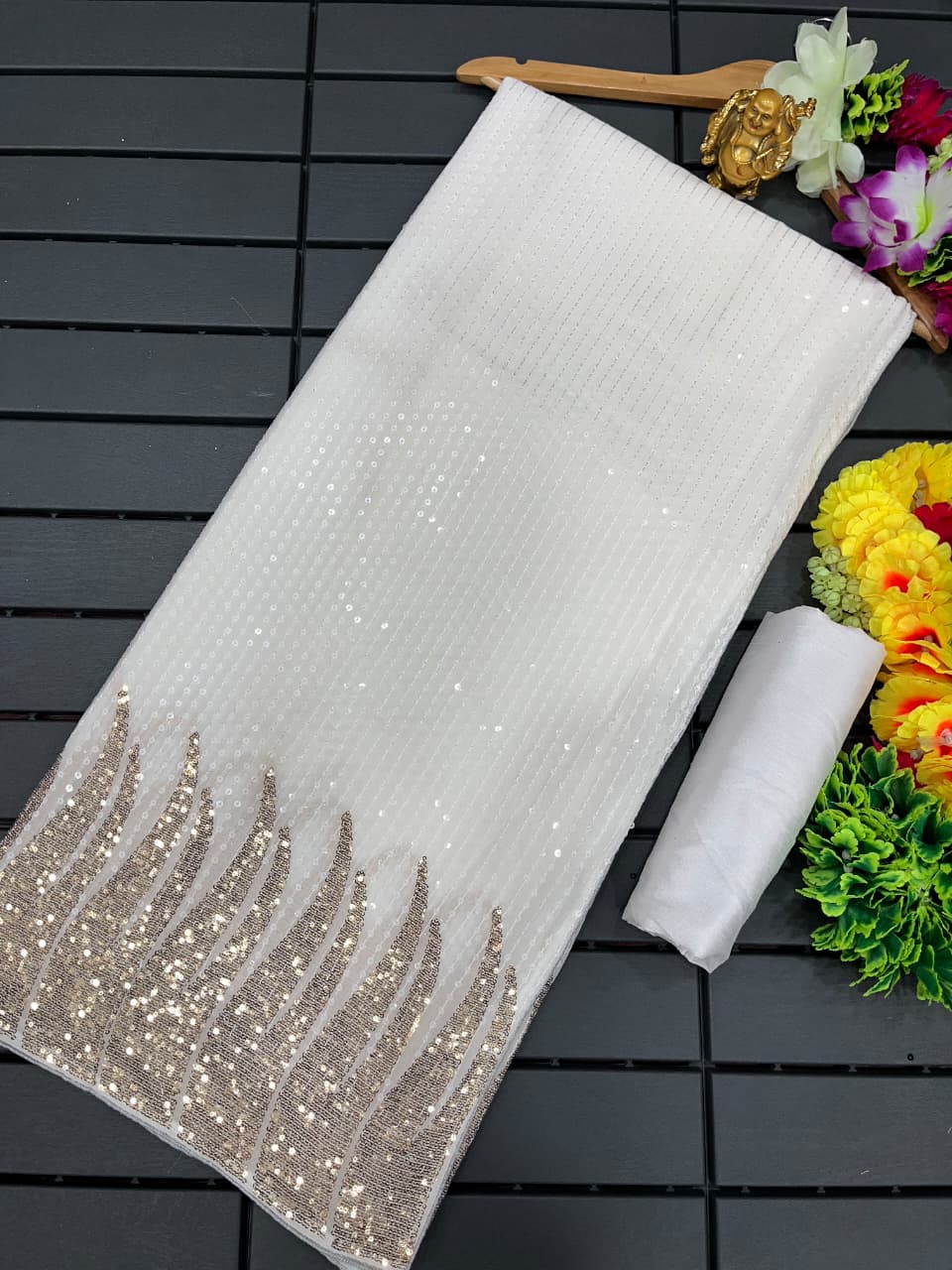 Bollywood Block-buster Georgette Sequence & Embroidery Work Saree - Image 6