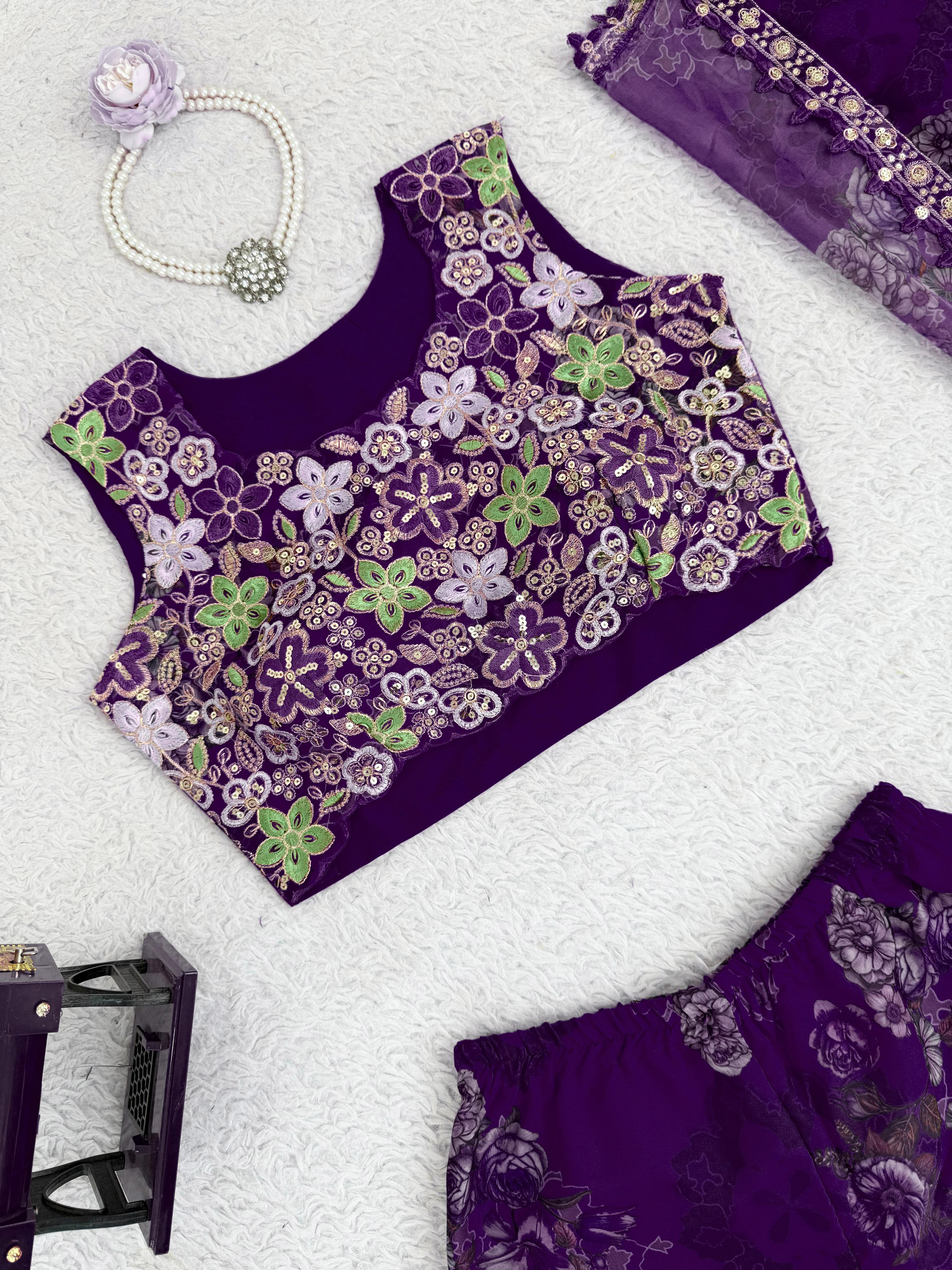 Designer Elegant Tibby Silk Ethnic Wear Sharara Set - Image 15