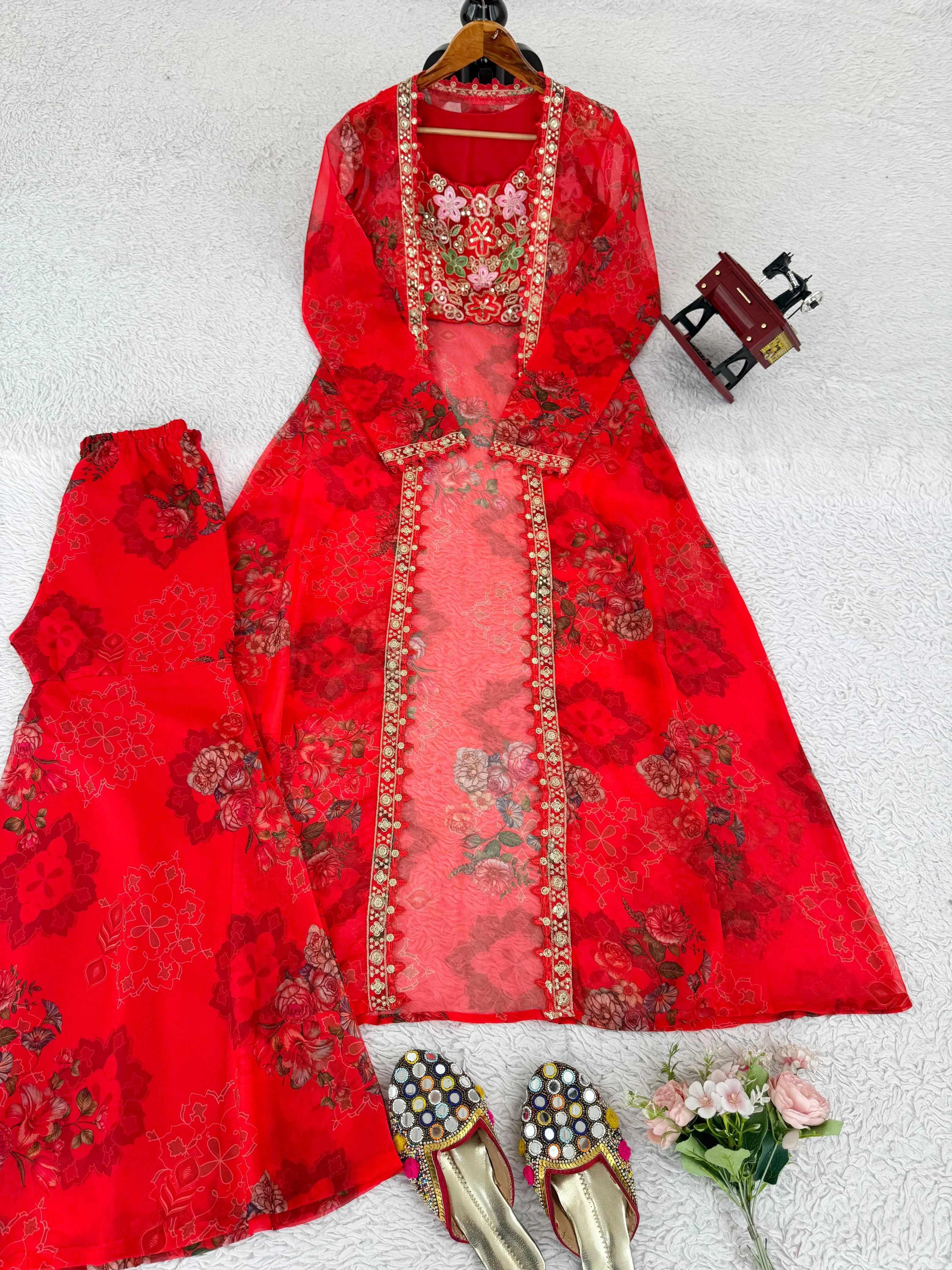 Designer Elegant Tibby Silk Ethnic Wear Sharara Set - Image 7