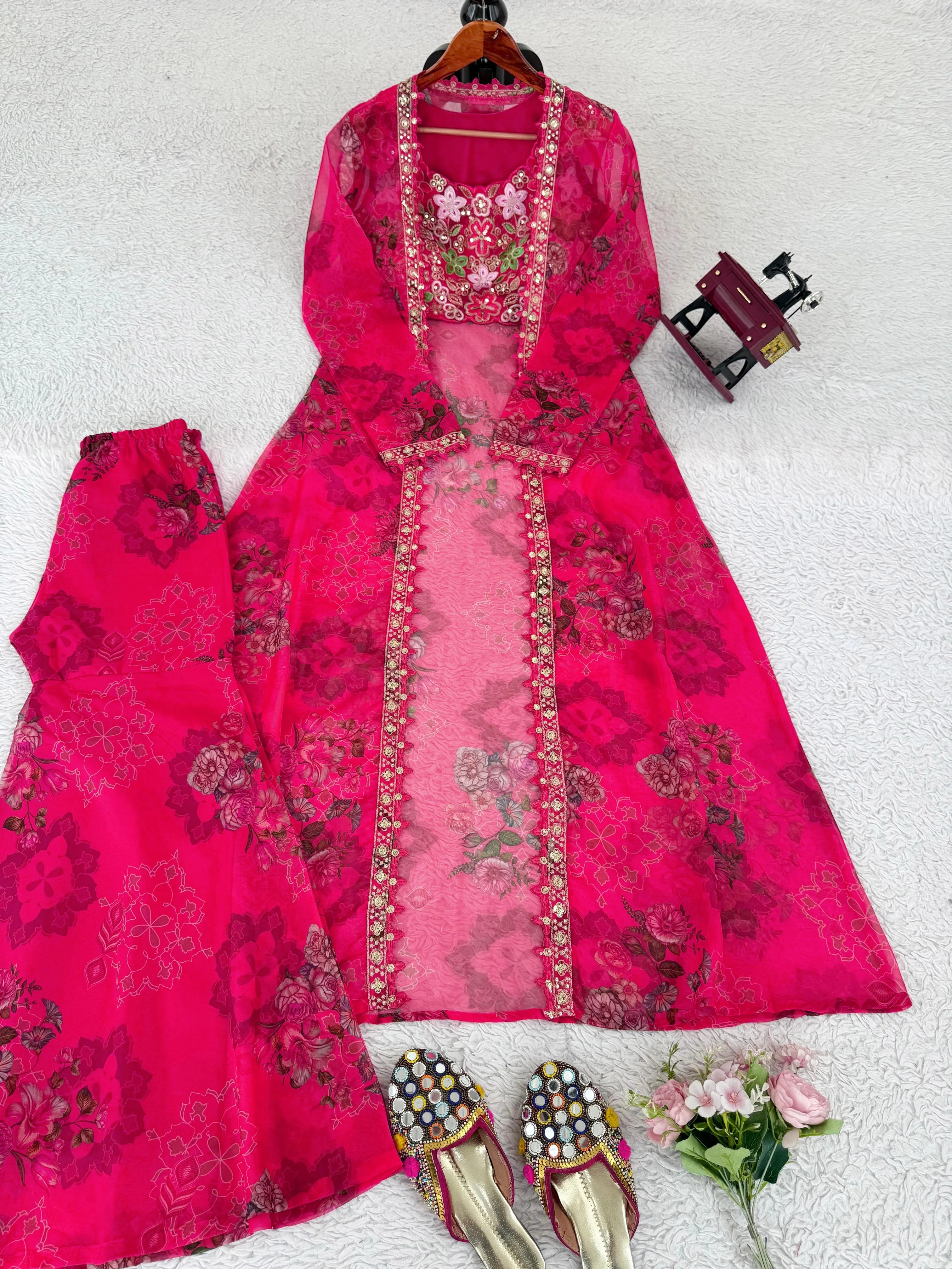 Designer Elegant Tibby Silk Ethnic Wear Sharara Set - Image 8