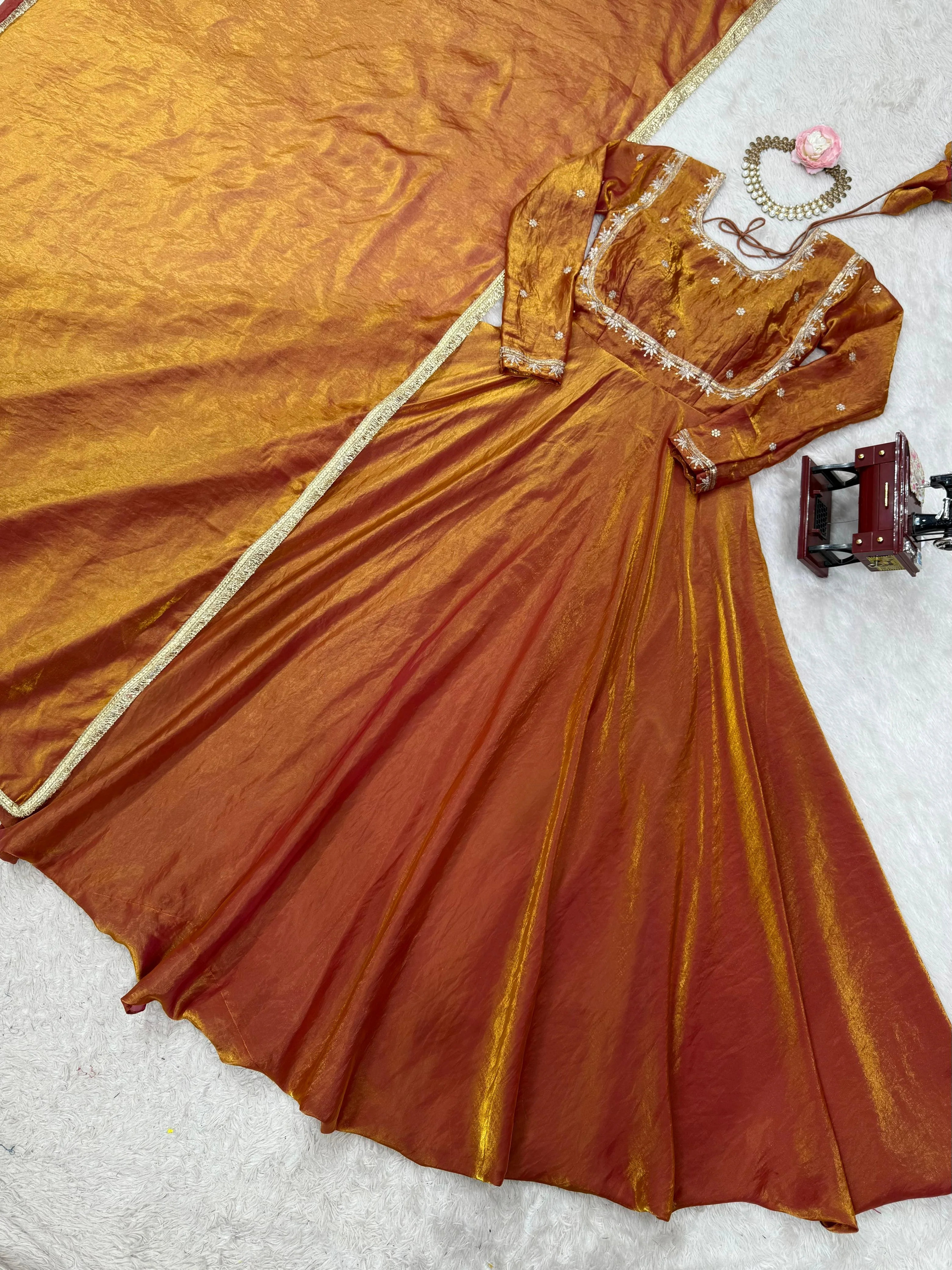 Elegance Fendi Silk Sequence Work Gown - Image 3