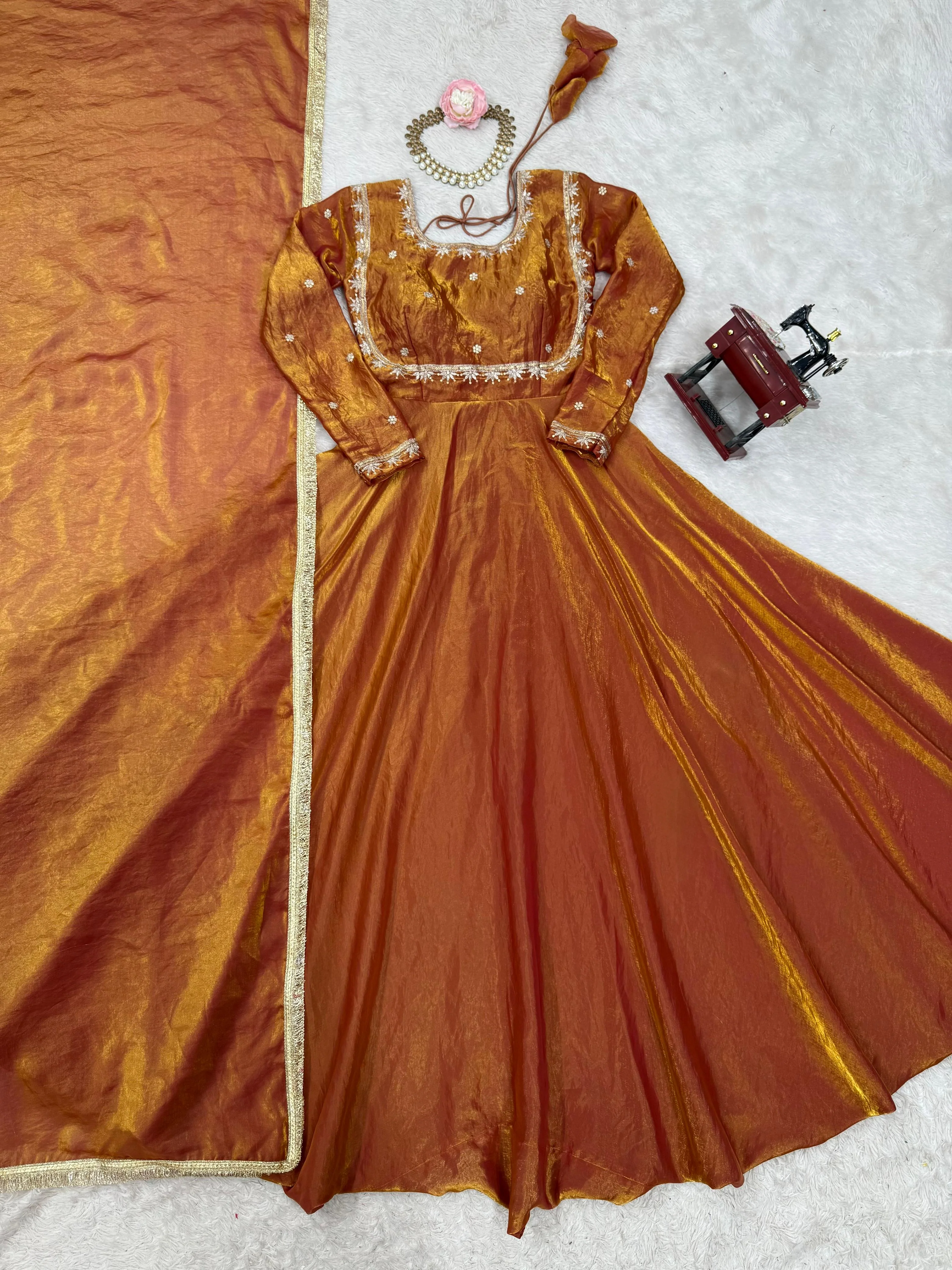 Elegance Fendi Silk Sequence Work Gown - Image 4