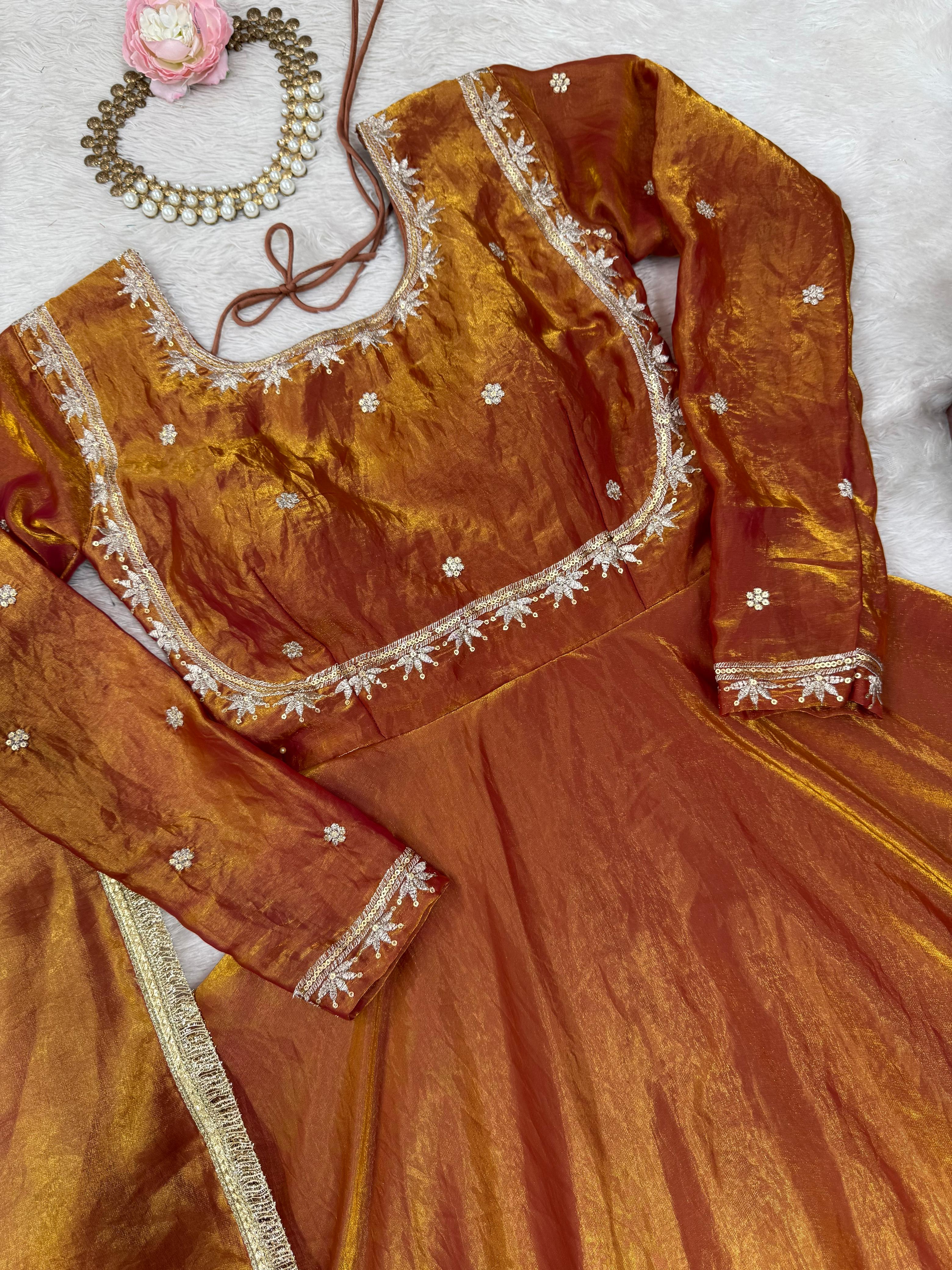 Elegance Fendi Silk Sequence Work Gown - Image 5