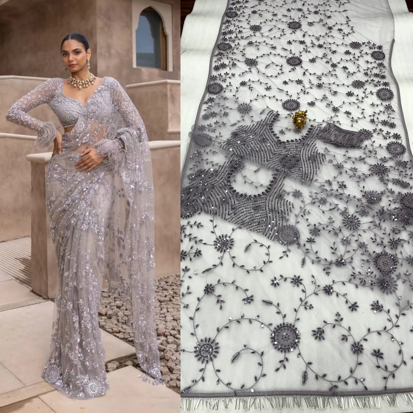 Party-wear Bollywood Blockbuster Sequence Designer Saree - Image 7