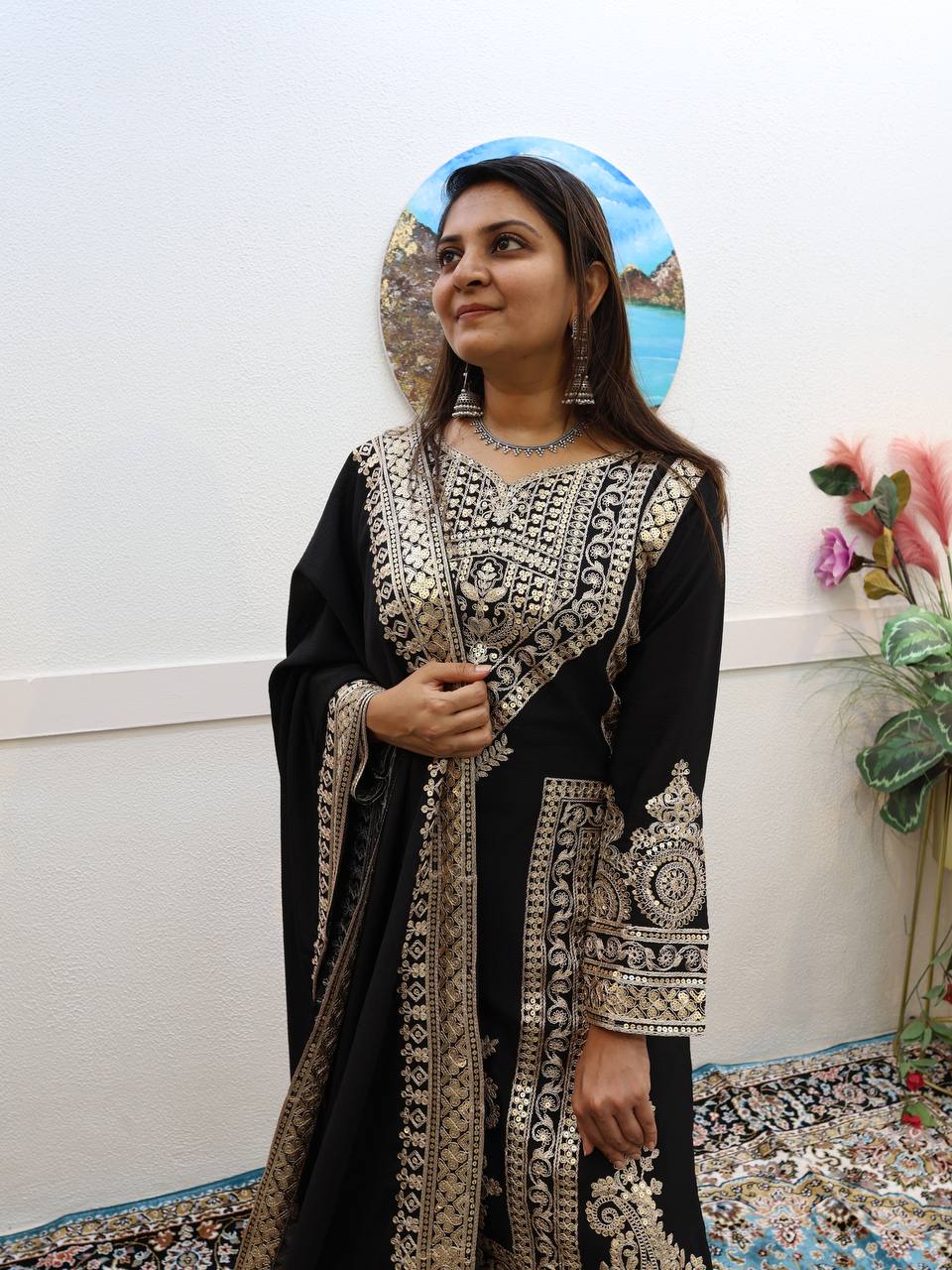 Partywere Chionon Silk Sequence Embroidery Work Salwar Suit - Image 3