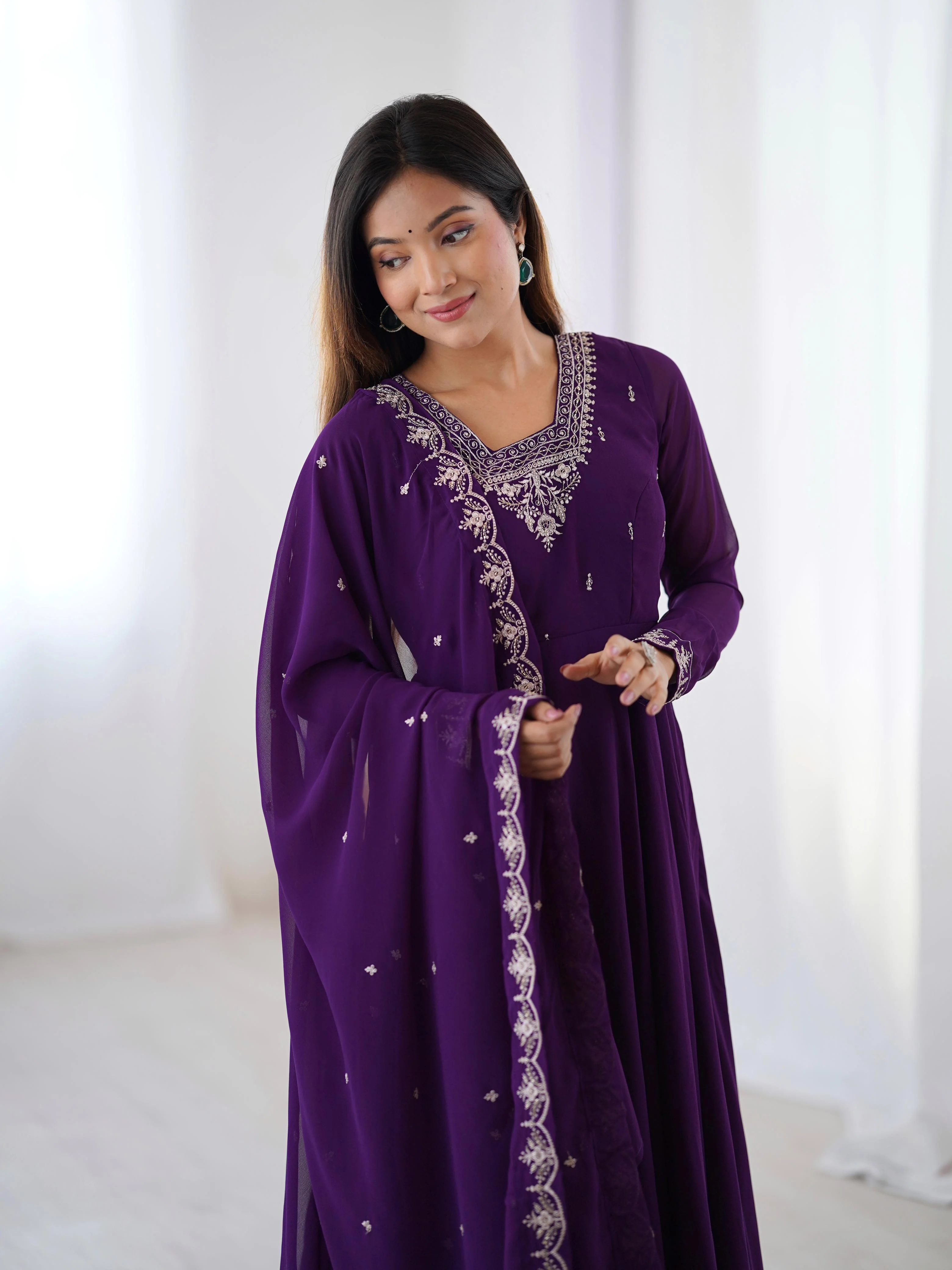 Pure Soft Georgette Embroidery Work Gown - Image 5