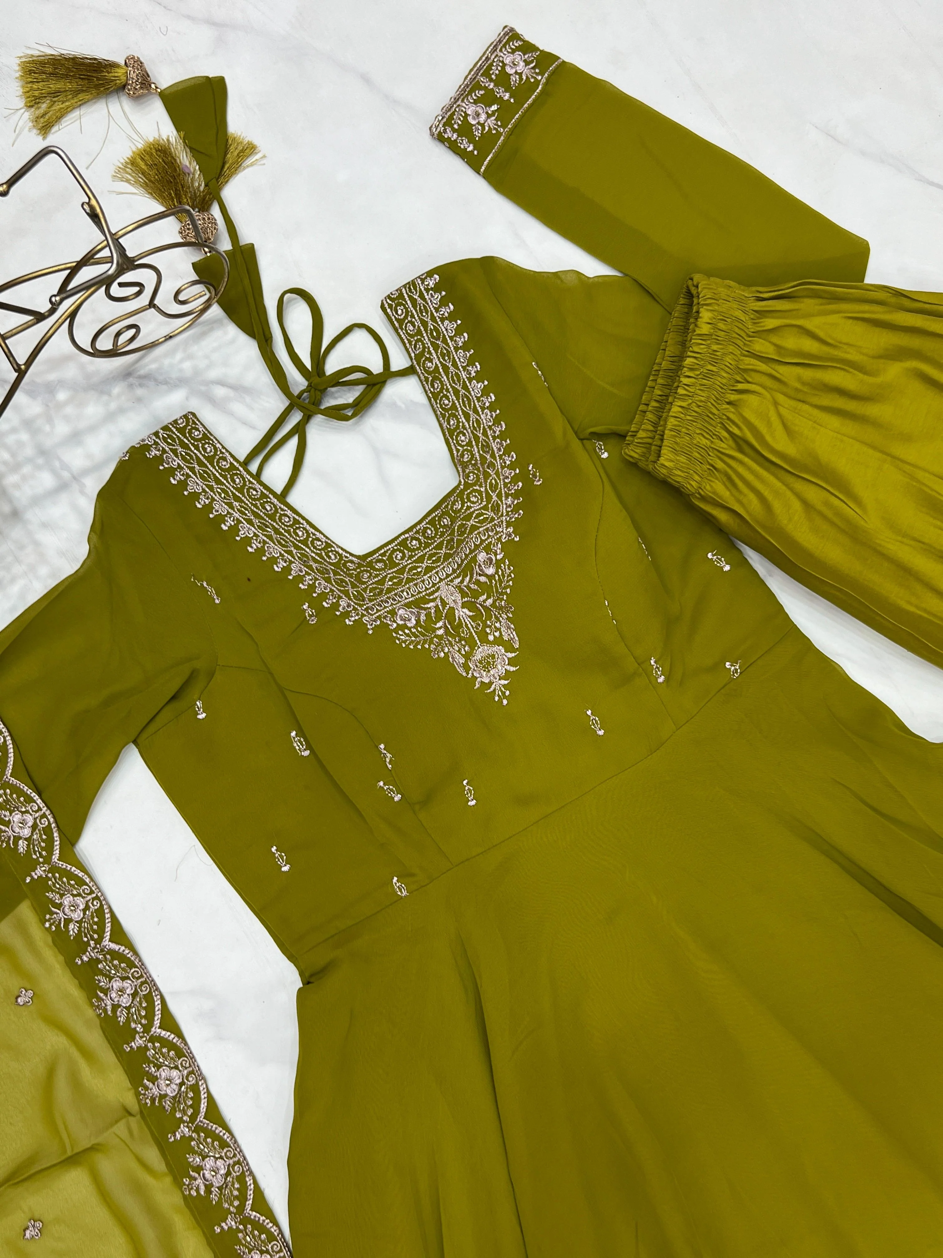 Pure Soft Georgette Embroidery Work Gown - Image 8