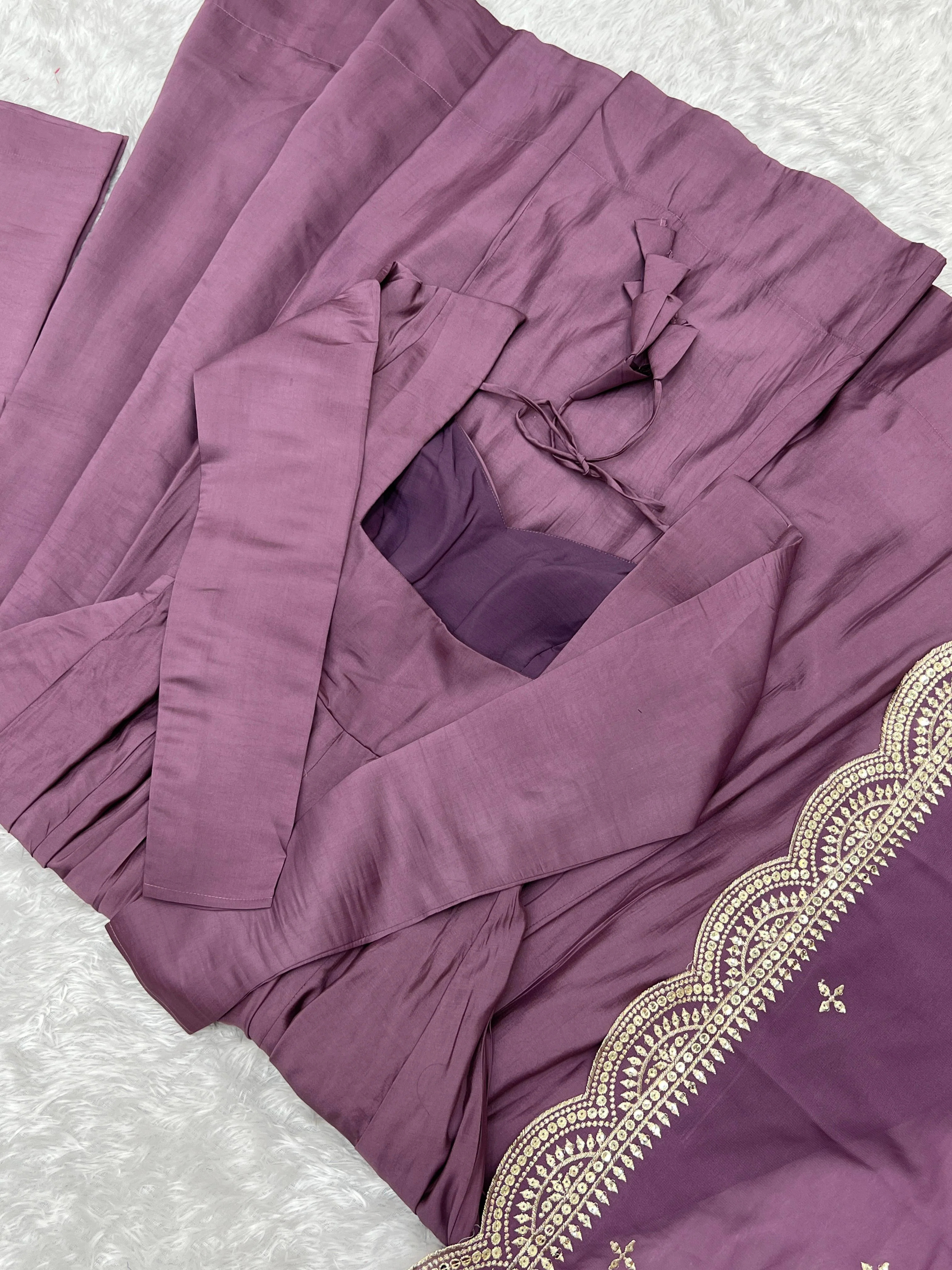 Stunning Purple Ready To Wear Anarkali Gown - Image 5